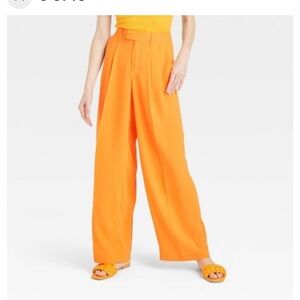 A New Day Women’s High Rise Wide Leg Fluid Pants Orange 14